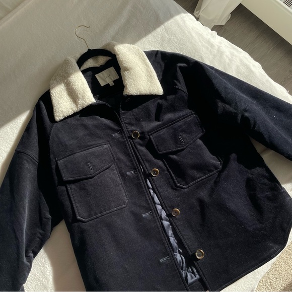 Navy Corduroy Jacket with removable Sherpa Collar - Picture 5 of 8
